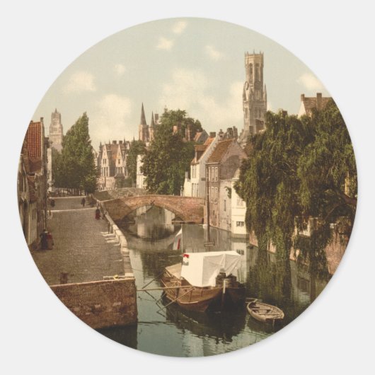 Quai Vert, Brugge, België Ronde Sticker (Voorkant)