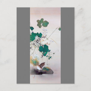 Quail and Autumn Flowers, Watanabe Seitei Briefkaart