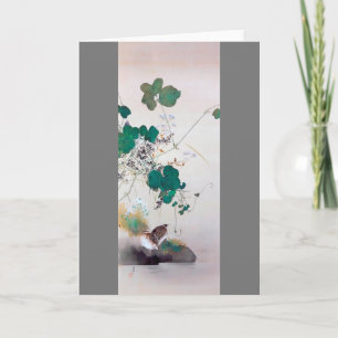 Quail and Autumn Flowers, Watanabe Seitei Kaart