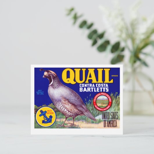 Quail Brand Contra Costa Bartletts Briefkaart (Staand voorkant)