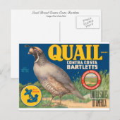 Quail Brand Contra Costa Bartletts Briefkaart (Voorkant / Achterkant)