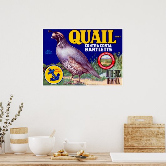 Quail Brand Contra Costa Bartletts Poster (Keuken)