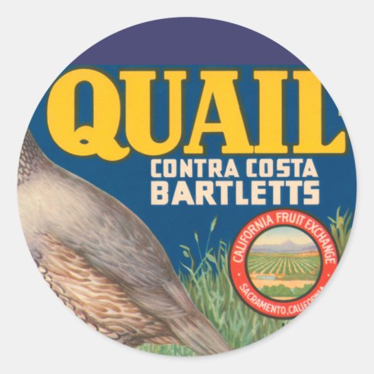 Quail Brand Contra Costa Bartletts Ronde Sticker (Voorkant)