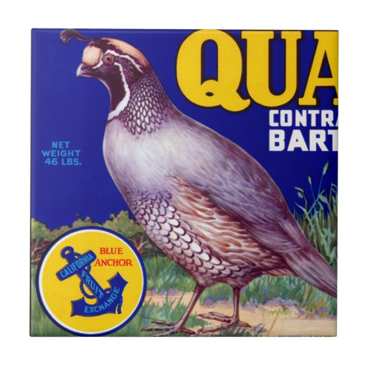 Quail Brand Contra Costa Bartletts Tegeltje (Voorkant)
