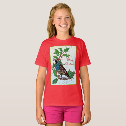 Quail Christmas T-shirt (Voorkant volledig)