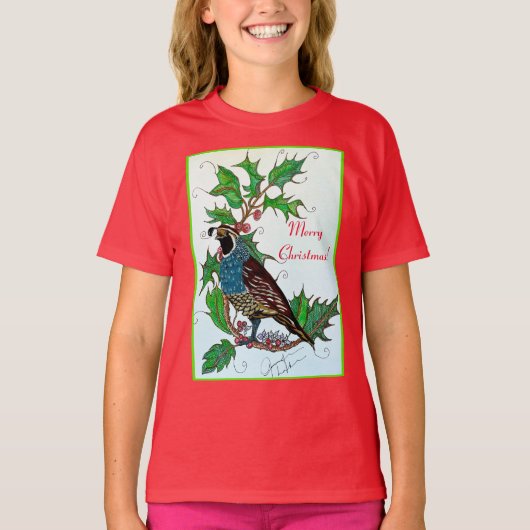 Quail Christmas T-shirt (Voorkant)
