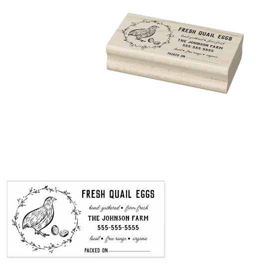 Quail Family Boerderij Name Egg Carton Rubber Stam Rubberstempel (Gestempeld)