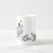 Quail Family Outing Porselein Kop (Voorkant)