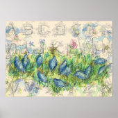 Quail Foraging Alphabet Collage Poster (Voorkant)