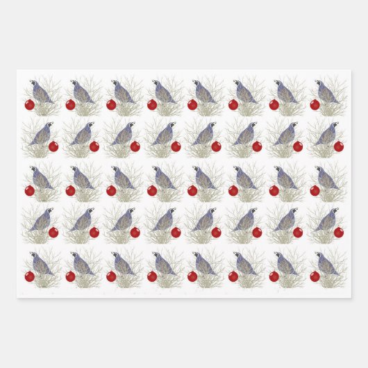 Quail Holiday Wrapping Paper Sheets (Voorkant)
