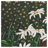 Quail in Daisies Fabric Stof (Close Up)