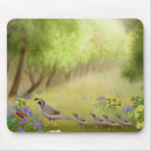 Quail in een Meadow Mousepad Muismat