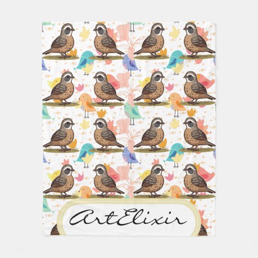 Quail Lovers Print Fleece Deken (Voorkant)