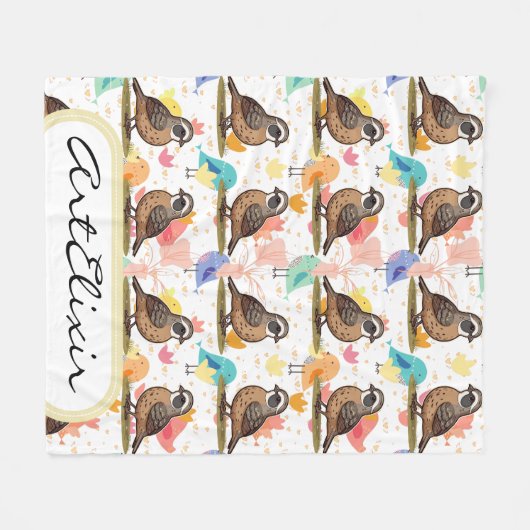 Quail Lovers Print Fleece Deken (Voorkant (Horizontaal))