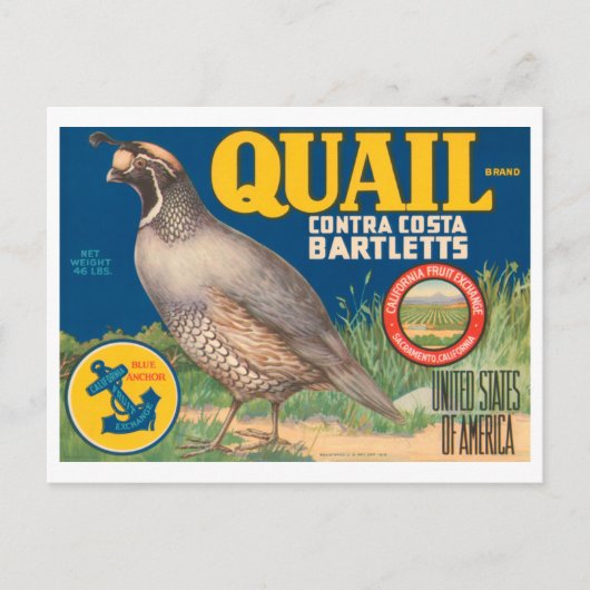 Quail Merk Contra Costa Bartletts Crate L Briefkaart (Voorkant)