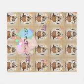 Quail Music Print Fleece Deken (Voorkant (Horizontaal))