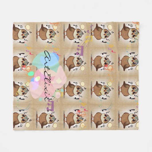 Quail Music Print Fleece Deken (Voorkant (Horizontaal))