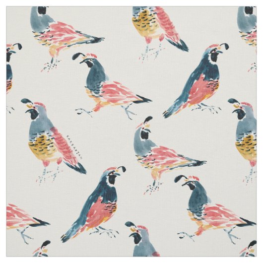 QUAIL O'CLOCK California Quails Cream Stof (Swatch)
