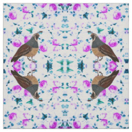 Quail on Pink Chintz Fabric Stof