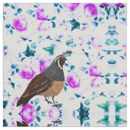 Quail on Pink Chintz Fabric Stof