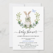 Quaint Blue Green Boys Little Bunny Baby shower Kaart (Voorkant)