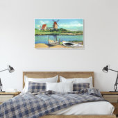 Quaint Cape Cod, Uitzicht van windmolen en boten Canvas Afdruk (Insitu (Slaapkamer))