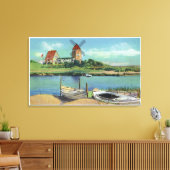 Quaint Cape Cod, Uitzicht van windmolen en boten Canvas Afdruk (Insitu (Woonkamer))
