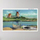 Quaint Cape Cod, Uitzicht van windmolen en boten Poster (Voorkant)