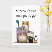 Quaint Cats with Big Eyes 75th Birthday Greeting Kaart (Gele Bloem)