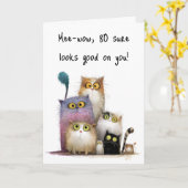 Quaint Cats with Big Eyes 80th Birthday Greeting Kaart (Gele Bloem)
