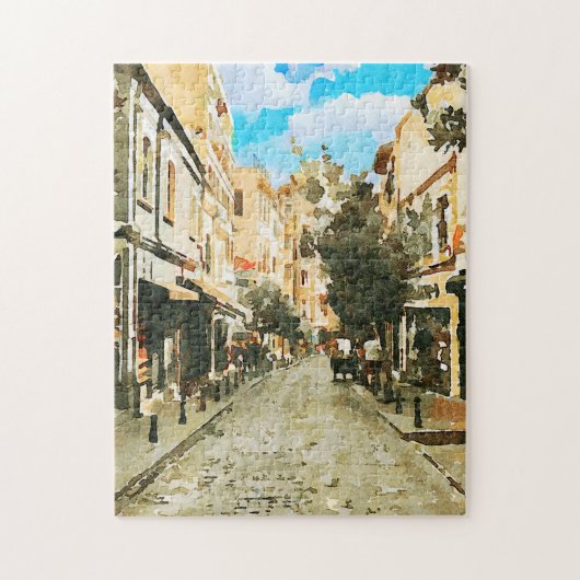 Quaint City Street na de regen Legpuzzel (Verticaal)