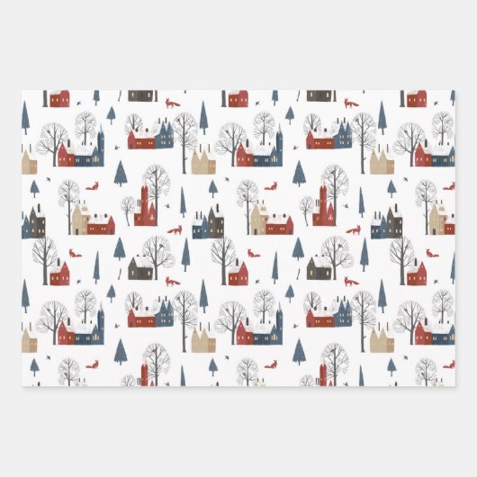 Quaint Country Woodland Scene Set van 3 Inpakpapier Vel (Voorkant 2)