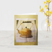 Quaint en Classy Copper Teakettle Kaart (Gele Bloem)