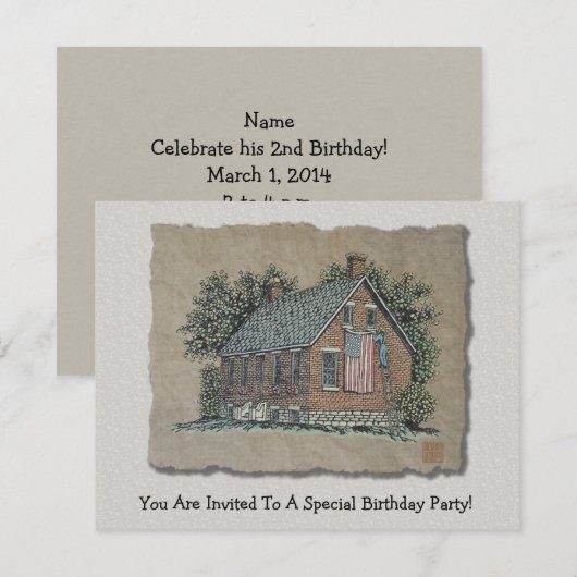 Quaint House & American Flag Kaart (Voorkant / Achterkant)