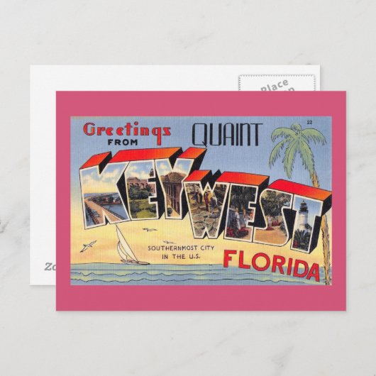 Quaint Key West, Florida Retro  Briefkaart (Voorkant / Achterkant)
