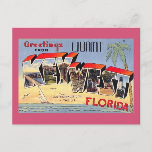 Quaint Key West, Florida Retro  Briefkaart (Voorkant)