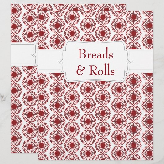 Quaint Maroon Floral Recipe Divider (Voorkant / Achterkant)