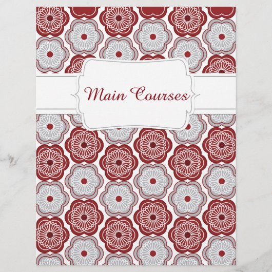 Quaint Maroon & Gray Floral Recipe Divider (Voorkant)