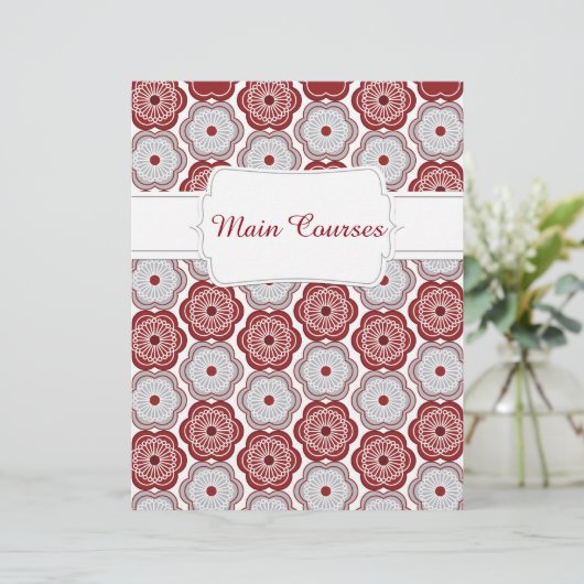 Quaint Maroon & Gray Floral Recipe Divider (Staand voorkant)