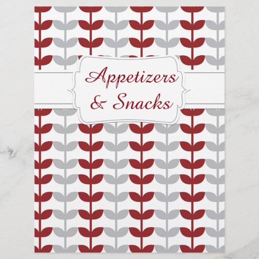 Quaint Maroon & Gray Vine Recipe Divider (Voorkant)