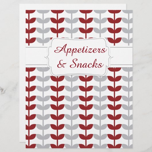 Quaint Maroon & Gray Vine Recipe Divider (Voorkant / Achterkant)