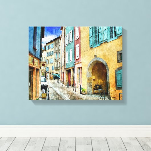 Quaint Old Cobblestone Street Canvas Afdruk (Insitu (Houten vloer))
