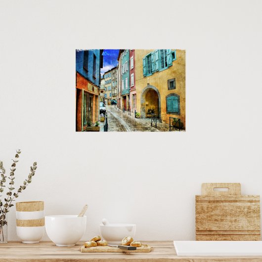 Quaint Old Cobblestone Street Poster (Keuken)