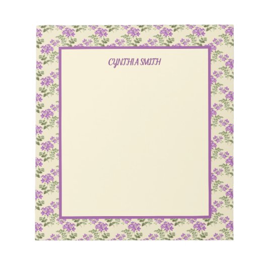 Quaint Paars geweld tegen Bleek geel, gepersonalis Notitieblok (Voorkant)