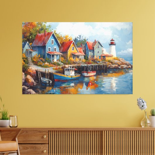 Quaint Seaside Vissen Village Canvas Afdruk (Insitu (Woonkamer))