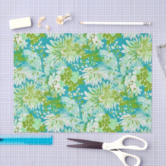  Quaint Spring Flowers Fabric Kijk uit Tissuepapier (Craft)