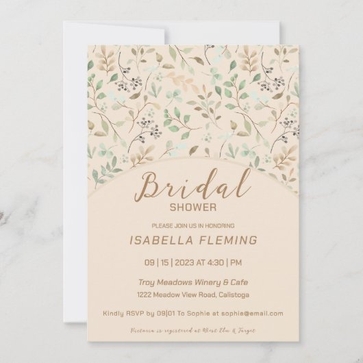 Quaint Verf Floral Bridal Shower Uitnodiging (Voorkant)