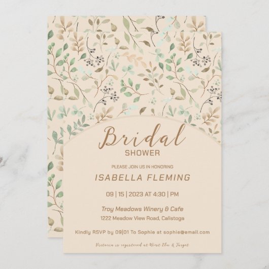 Quaint Verf Floral Bridal Shower Uitnodiging (Voorkant / Achterkant)