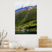 Quaint Village door de fjord, Noorwegen Poster (Keuken)