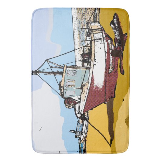 Quaint Vissen Boat Badmat (Voorkant Verticaal)